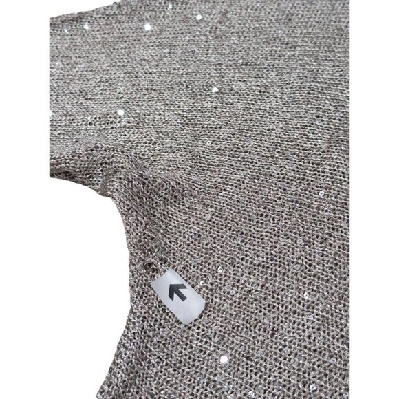 ECI NY Open Shoulder Pullover Sweater Womens XL Silver Sequin Keyhole Back Party - Picture 5 of 9